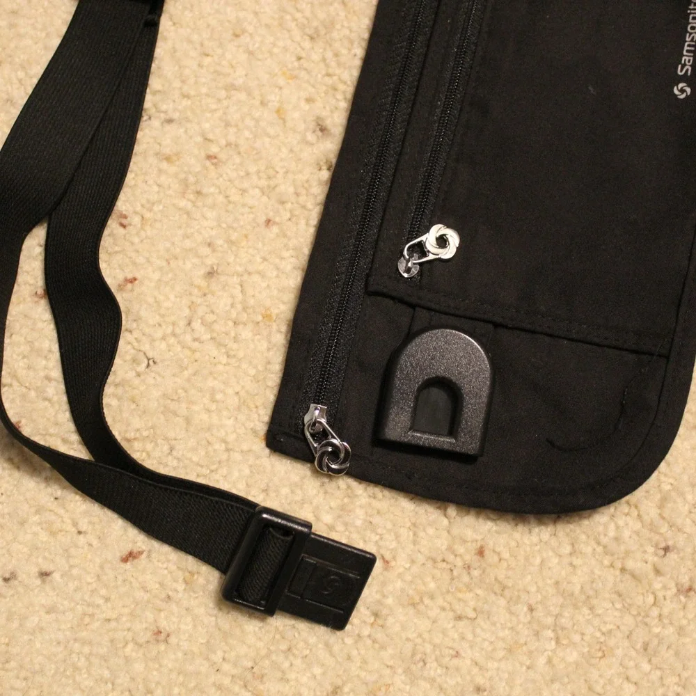 Samsonite Money Belt Slim Travel Waist Pack Security Pouch Black Adjustable OS